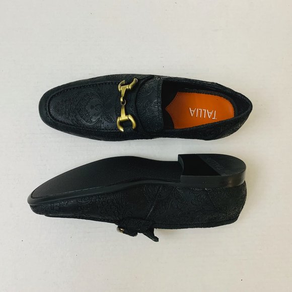 $150 Tallia Men Patrizio Bit Loafers Leather Black Embossed Embroidery Size 8.5M main image 6